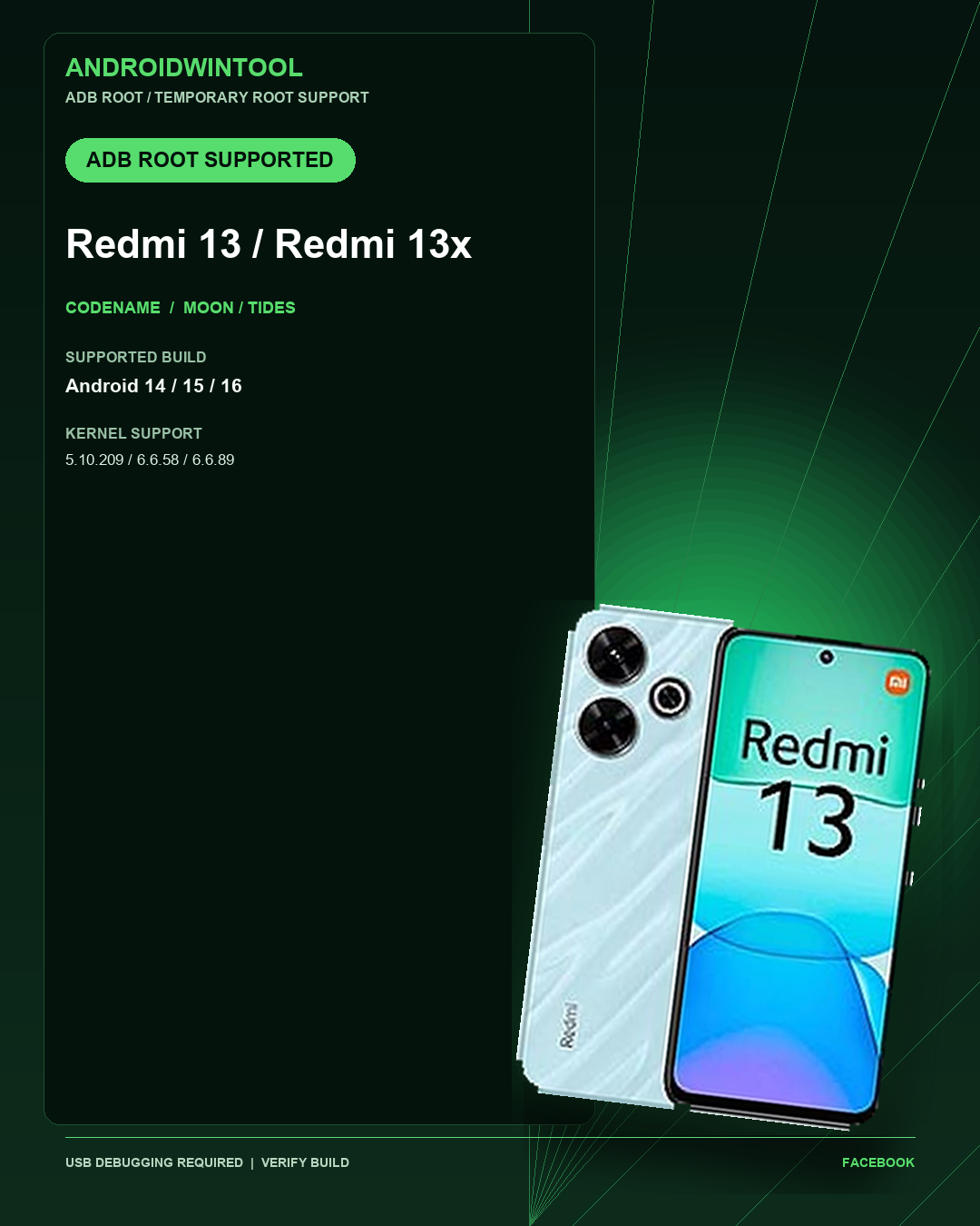 Redmi 13 / Redmi 13x ADB Temporary Root Support: Supported Android and Kernel Builds
