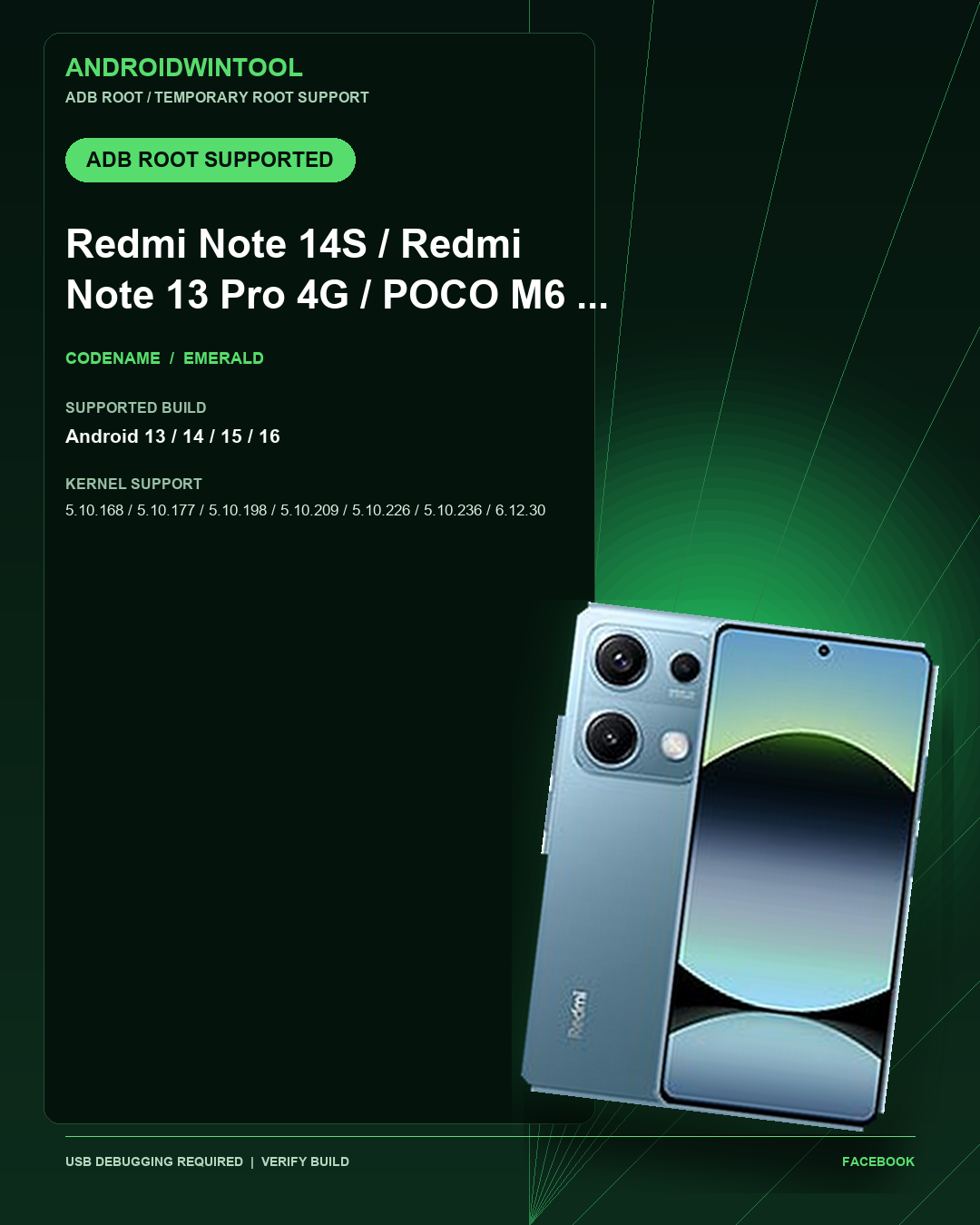 Redmi Note 14S / Redmi Note 13 Pro 4G / POCO M6 Pro 4G ADB Temporary Root Support: Supported Android and Kernel Builds