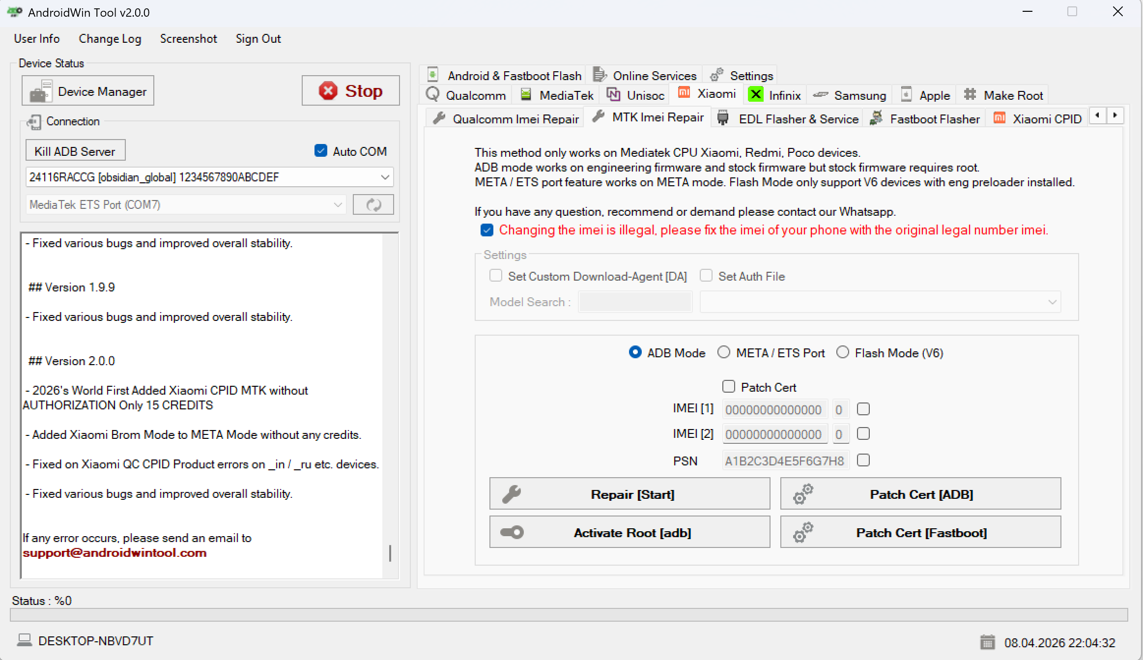 Patch Cert action in AndroidWin Tool ADB mode